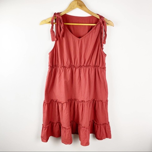 SHEIN Dresses & Skirts - Shein Summer Dress Sleeveless Rust Color Tiered Tunic Style XL Cotton/Linen
